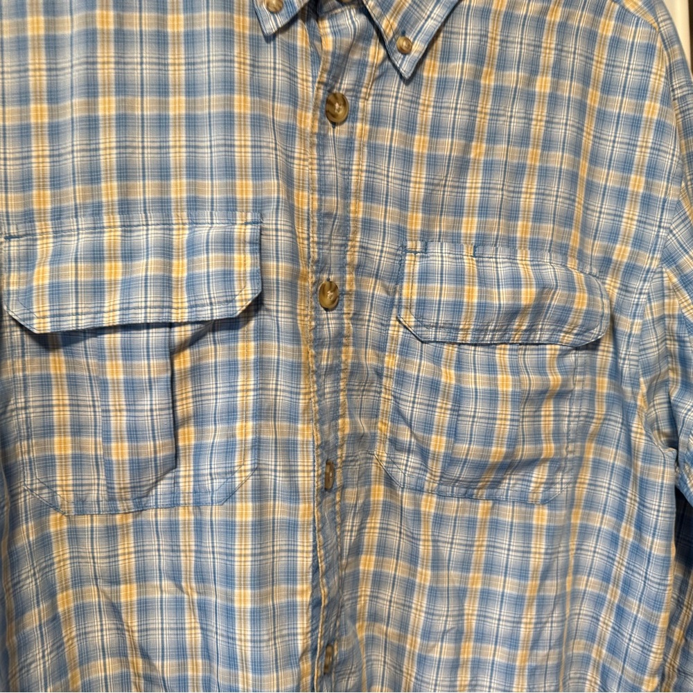 Duluth Trading Co Blue and Yellow Plaid Button Down Shirt Mens Size Medium GUC - Picture 4 of 5